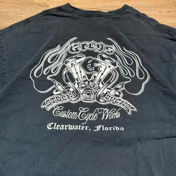 early 2000s biker style tee with graphic front and back hit "stock sucks" tshirt - Picture 2 of 5